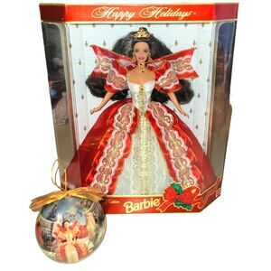 New Vintage 1997 Happy Holidays Special Edition Barbie Doll and Ornament Set